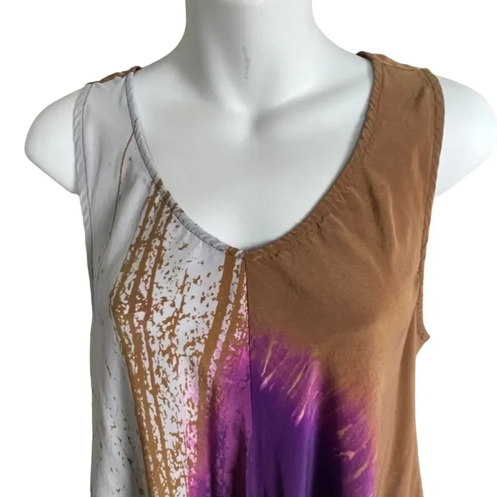 Garnet‎ Hill Silk Trapeze Dress 8 – Sleeveless Boho Handkerchief Hem - Picture 5 of 8